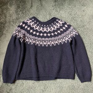 Old Navy Black and Pink Patterned Sweater